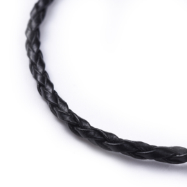 kant en klare halsketting gevlochten imitatie leder halsketting 48cm zwart