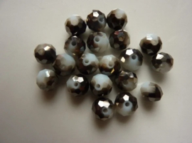 P68- 20 stuks AA-kwaliteit electroplated geslepen glaskralen 8x5mm lichtgrijs/opaal