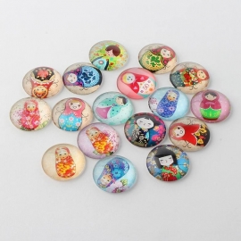 10 stuks glas cabochons matroesjka mix 12mm