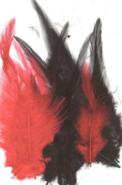 CE12235/3501- 15 stuks hanen verenmix van 9-15cm lang rood/zwart