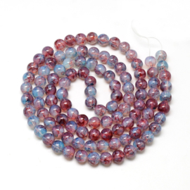 C207- ruim 90 stuks painted glaskralen imitatie opalite 6mm bleu/rose/red