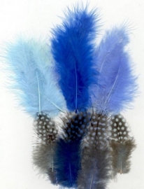800804/2902- 18 stuks marabou & guinea verenmix blauw