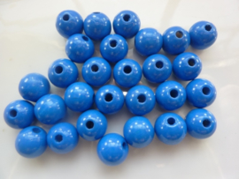 6011233- 28 stuks houten kralen blauw 12mm