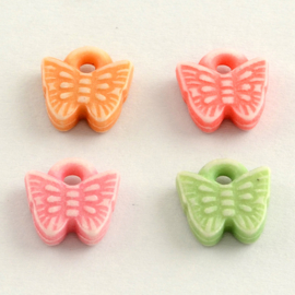 D47- 20 stuks acryl hanger/bedels vlinders 10.5x10mm kleurenmix