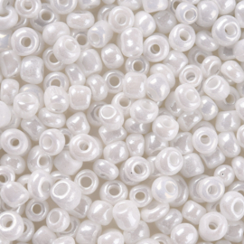 R09- 20gram glazen rocailles 3mm lustered white