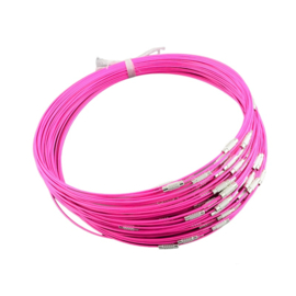 3 x staaldraad ketting van 45cm met sluiting roze