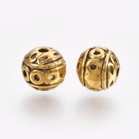 C115- 12 stuks zwaar metalen kralen 8mm goudkleur