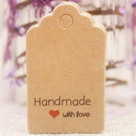 100 labels handmade with love 50x30mm bruin