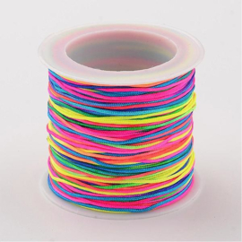 35 meter nylon knoopkoord van 0.8mm neon regenboog