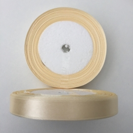 rol met 22.86 meter satijnlint van 12mm breed donker creme - super aanbieding!