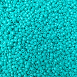 R37- 20gram glazen rocailles 3mm opak turquoise