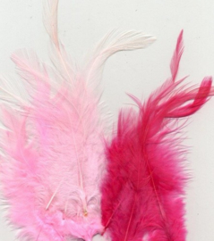 CE12235/3503- 15 stuks hanen verenmix van 9-15cm lang roze tinten