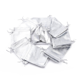 10 stuks organza zakjes 12x9cm zilver