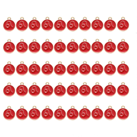 50 stuks hanger/bedels sterrenbeeld leo (leeuw) 12mm emaille rood/goud
