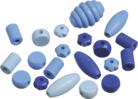 216023434- 20 stuks houten kralen mix blauw tinten 10 tot 30mm