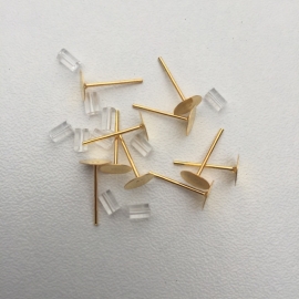 10 stuks platte oorstekers van 6mm breed goudkleur