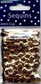 CE420001/1202- 12 gram (ca. 1200 stuks) pailletten facon 6mm metal goud