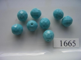 P.105- 8 stuks grote geslepen glaskralen 12.5x12mm turquoise