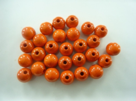 6021102- 28 stuks houten kralen oranje 12mm