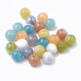 C460- ruim 50 stuks kunststof jelly beads 8mm kleurenmix