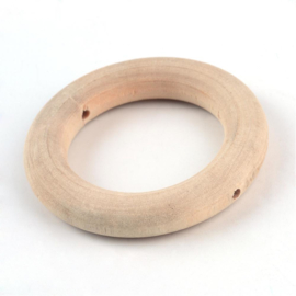 blank houten ring van 45mm doorsnee met gaatjes