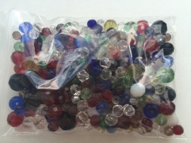 C187- 100gram glaskralenmix rond facet 4 tot 18mm - XL pack!