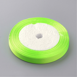 rol met 22.86 meter satijnlint van 6mm breed neon geel - super aanbieding!