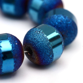 C281- 20 stuks electroplated stardust glaskralen 9mm blue plated