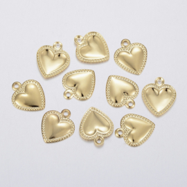 P.132- 10 stuks bedels 304 stainless steel golden heart 10x8mm