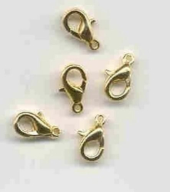 CE430505/1352- 5 stuks karabijner sluitingen 10mm goud