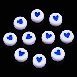 AMIX-hart- 30 stuks letterkralen hartjes donkerblauw - als aanvulling voor letterkralen 7x4mm