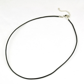 kant en klare halsketting echt leder halsketting 46cm zwart