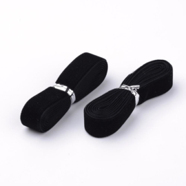 1 meter velvet faux suede 16mm breed zwart