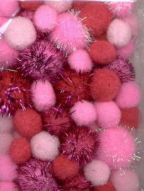 CE800600/3304- 50 stuks pompom mix roze 2 tot 3.5cm