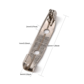 10 stuks brochespeldjes 32mm zilver