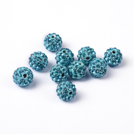 C135- 5 stuks A-kwaliteit strass ballen van 10mm aquamarine