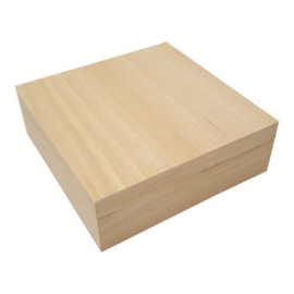 811725/0325- 4 x Houten kist vierkant groot 25,2 cm x 25,2 cm x 7 cm