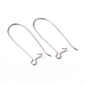 10 stuks XL formaat oorhaakjes van 33x14mm zilver