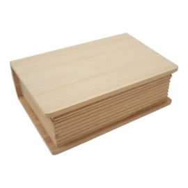 811725/0535- 2 x Houten kist boekvorm groot 35,4 cm x 25,5 cm x 9,7 cm