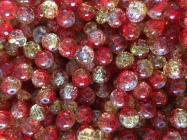 C217- 25 stuks crackle glaskralen van 10mm duocolor rood/geel