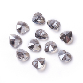 K31- hanger/bedel hart imitatie swarovski 10x10mm smokey