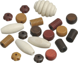 216023458- 20 stuks houten kralen mix bruin tinten 10 tot 30mm