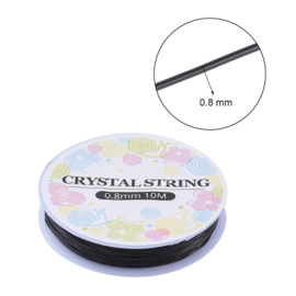 10 meter elastiek 0.8mm dik zwart - elastisch nylondraad