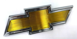 Front Hood Emblem Chrome with Yellow Bowtie  Chevrolet  1975-79