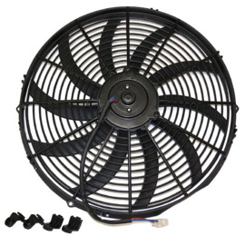 Electric Fan, 16" Universal Super Thin Electric Cooling Fan, Reversible Black, 12 Volt