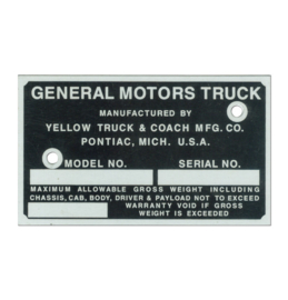 Door Post ID Plate - GMC  1936-46