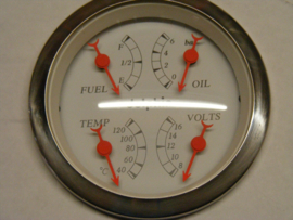 3-3/8" Quads Gauge sets. -- White -- 240 KM.H.  Manual Speedometer
