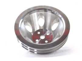 SBC 350 Aluminum 2 Groove Short Water Pump Pulley Polished