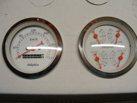 3-3/8" Quads Gauge sets. -- White -- 240 KM.H.  Manual Speedometer