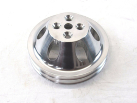 SBC 350 Aluminum 2 Groove Short Water Pump Pulley Polished
